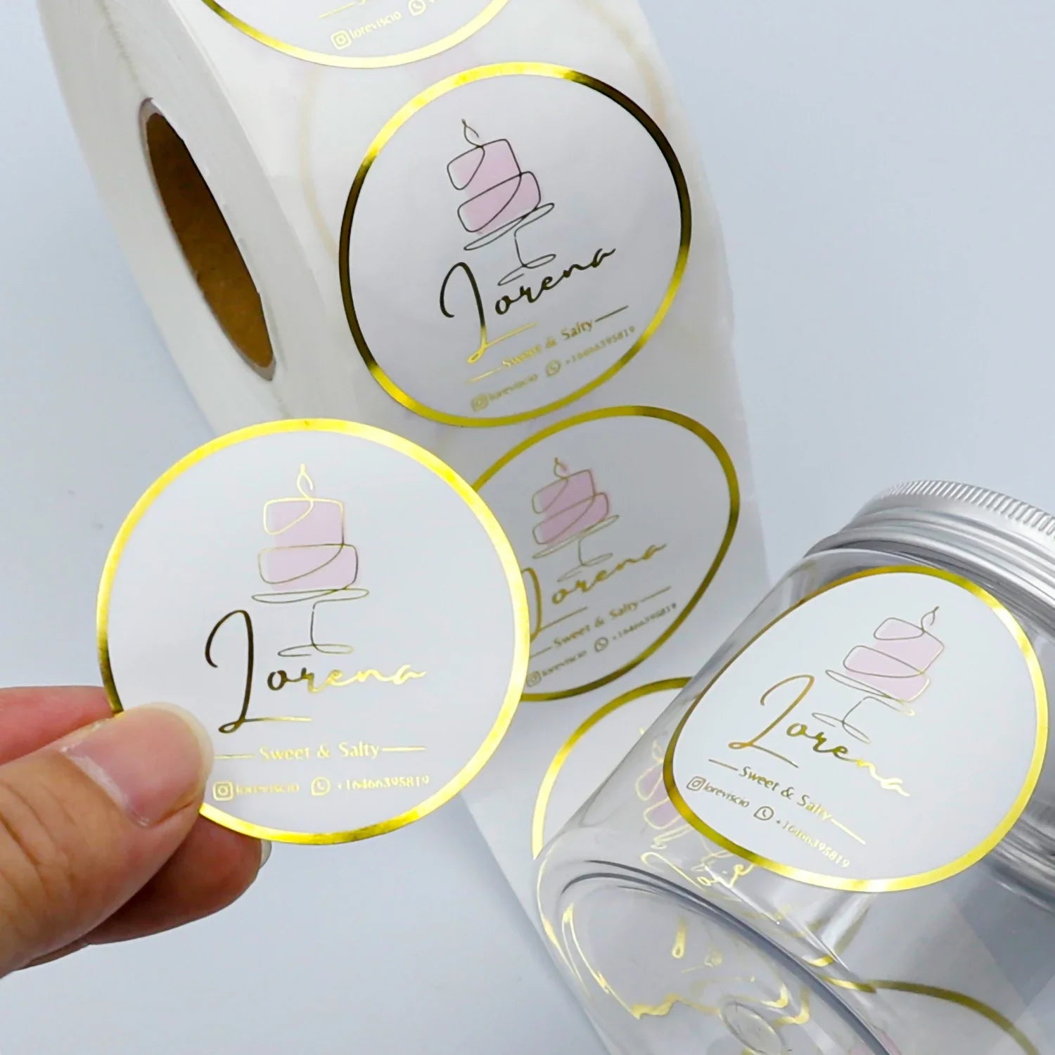 Custom Printing Etiquette Personnalisé Stickers Roll Waterproof Vinyl Adhesive Gold Foil Round Logo Stickers for Packaging Label
