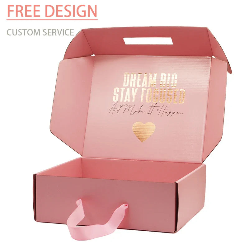 Custom Luxury Design Corrugated Paper Clothing Hot Pink Box Packaging Shipping Mailing Mailer Boxes for Packiging