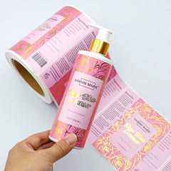 Waterproof Custom Printing Adhesive Vinyl Gold Foil Logo Sticker Label Printing and Design Services Labels for Bottles Packaging