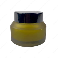50ML Empty Frosted Matte Amber Glass Cosmetic Jars with Black Lids Wide Mouth Design for Skin Care Cream