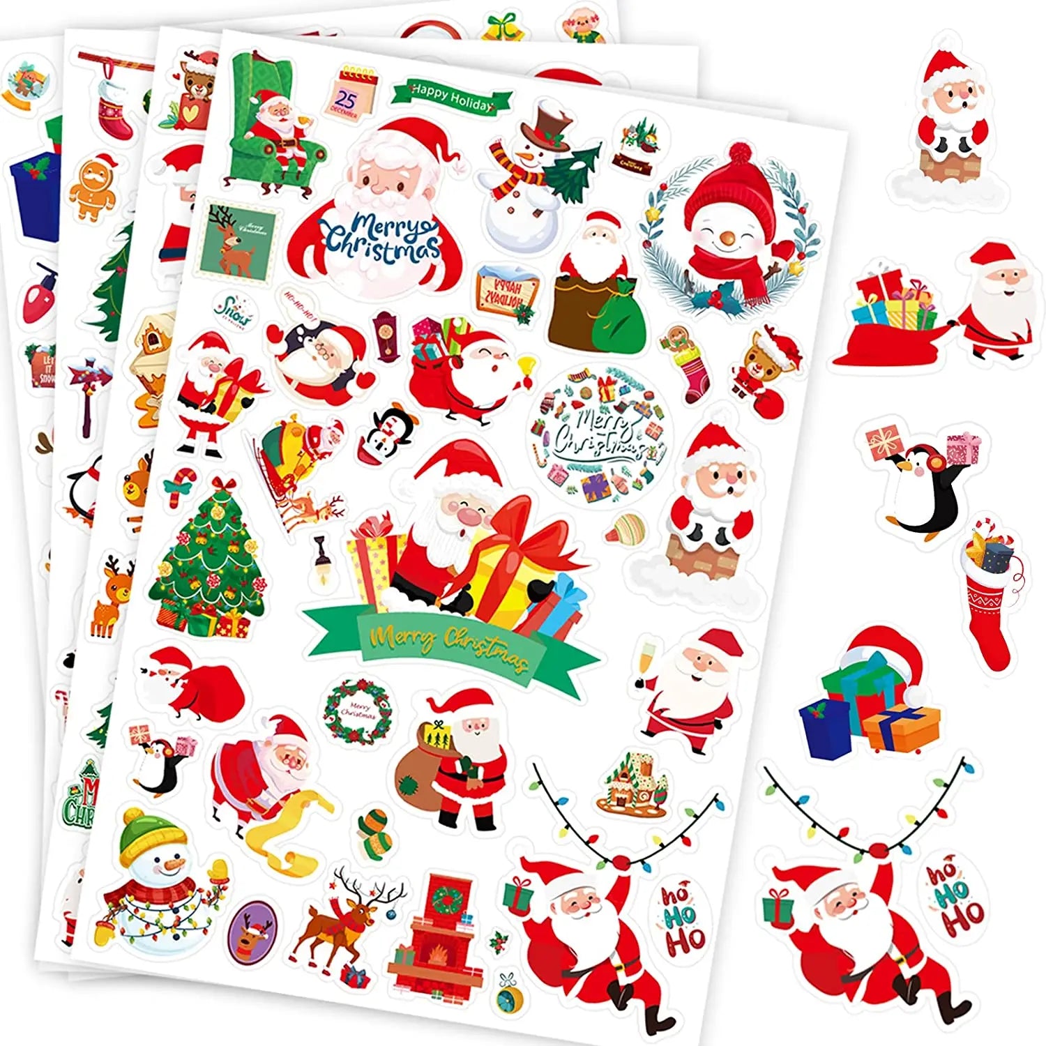 Custom Printing Christmas Holiday Vinyl Stickers Sheet Christmas Label Sticker Merry Christmas Gift Kiss Cut Sticker