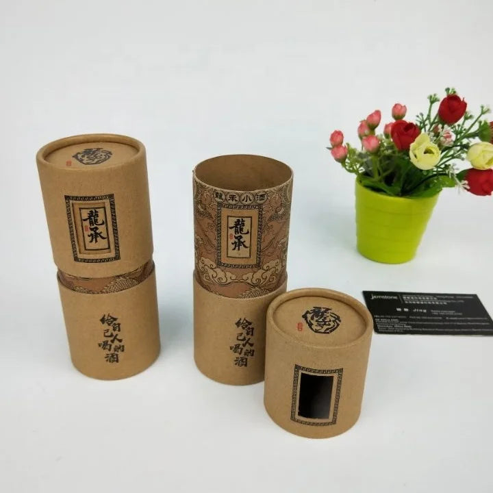 Food Grade  Cardboard Box Cylinder Kraft Paper Tube Packaging for Tea ,Wine,Dried Fruits
