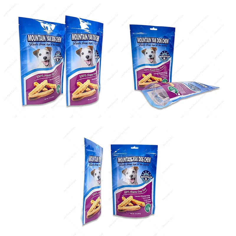 Plastic Zipper Pet Dog Food Packaging Bag with Resealable Zipper Stand up Pouch Flat Bottom Pouch Custom
