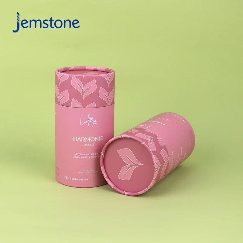 Eco-Friendly Custom Logo Round Luxury Kraft Cardboard Food Tea Bag Coffee Beans Powder Paper Tube Loose Tea Cylinder Packaging