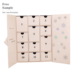 Custom Personalized Handmade 12/24 Days Christmas Packaging Gift Box Luxury Empty Blank Advent Calendar Box With Logo