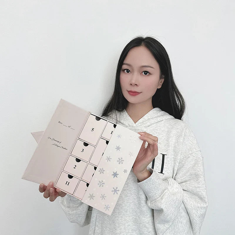 Custom Personalized Handmade 12/24 Days Christmas Packaging Gift Box Luxury Empty Blank Advent Calendar Box With Logo