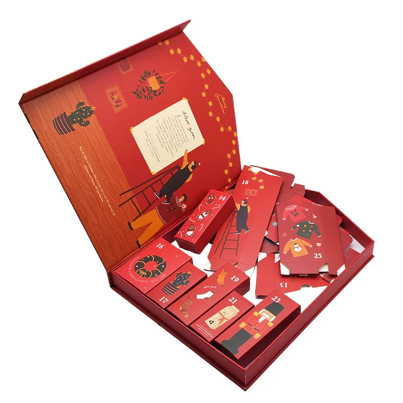 Custom Handmade Empty Drawer Make up Chocolate Candy Cosmetics 24 Days Christmas Advent Calendar Packaging Gift Box