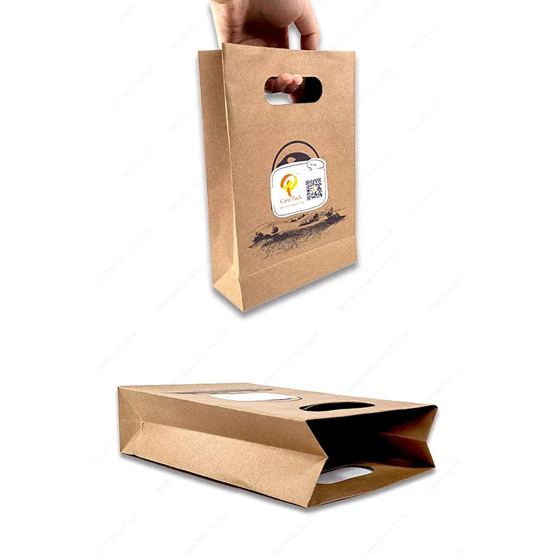 Recyclable Brown Kraft Paper Bag Custom Printed logo Luxury Clothing Shopping Bags Recyclable Gift Bag With Handle