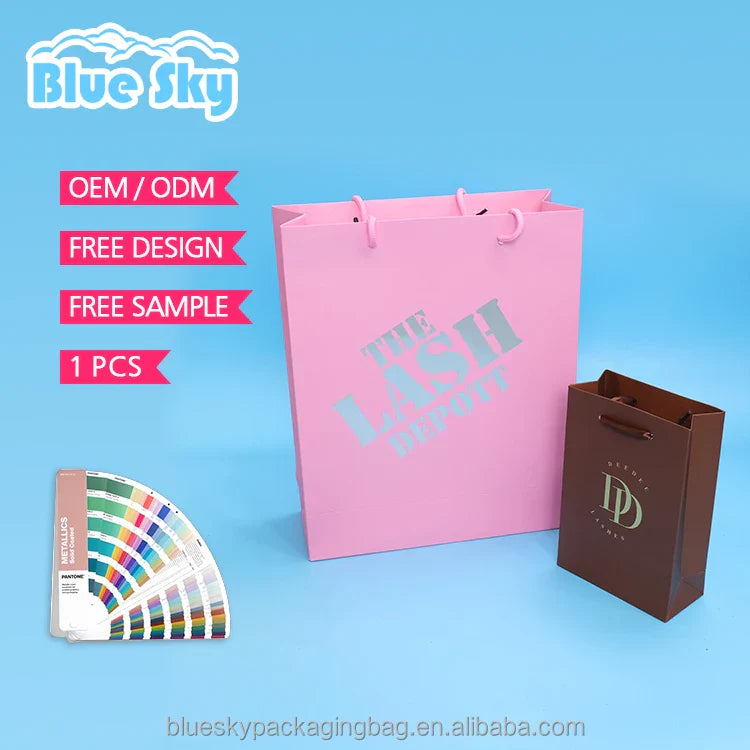 Custom Logo Shopping Paper Bag with Handle Durable&Stylish Paper Bag for Retail Stores Supermarkets Brand Packaging Paper Bags