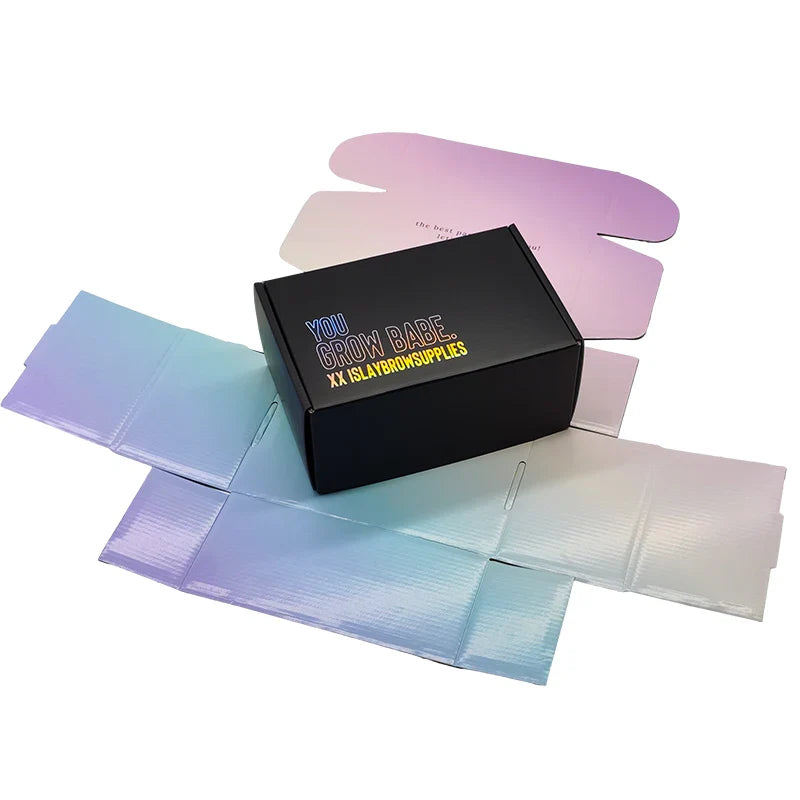 Custom Printed Logo Black Pink Foldable Corrugated Paper Express Packaging Shipping Mailer Boxes for Small Business With Logo
