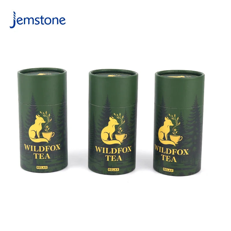 Custom 100% Recycled Luxury Food Round Kraft Cardboard Tube Box Coffee Cylinder Packaging Container Tea Leaf Paper Tube