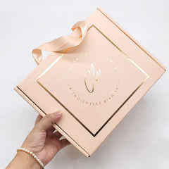 Custom logo Corrugated Paper Box Wedding Bundles Dressing Gift Mailer Delivery Mailing Boxes for Clothing With Ribbon Handle
