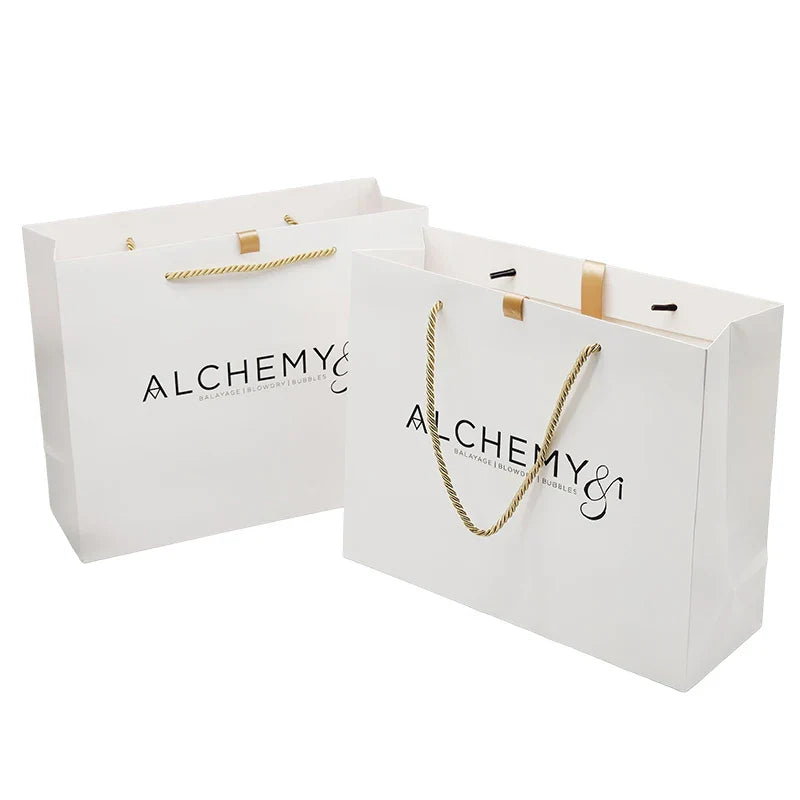 Wholesale Custom Logo Bolsas De Regalo White Black Sac Cadeau Shopping Jewelry Paper Bag With Handles Bolsa De Papel