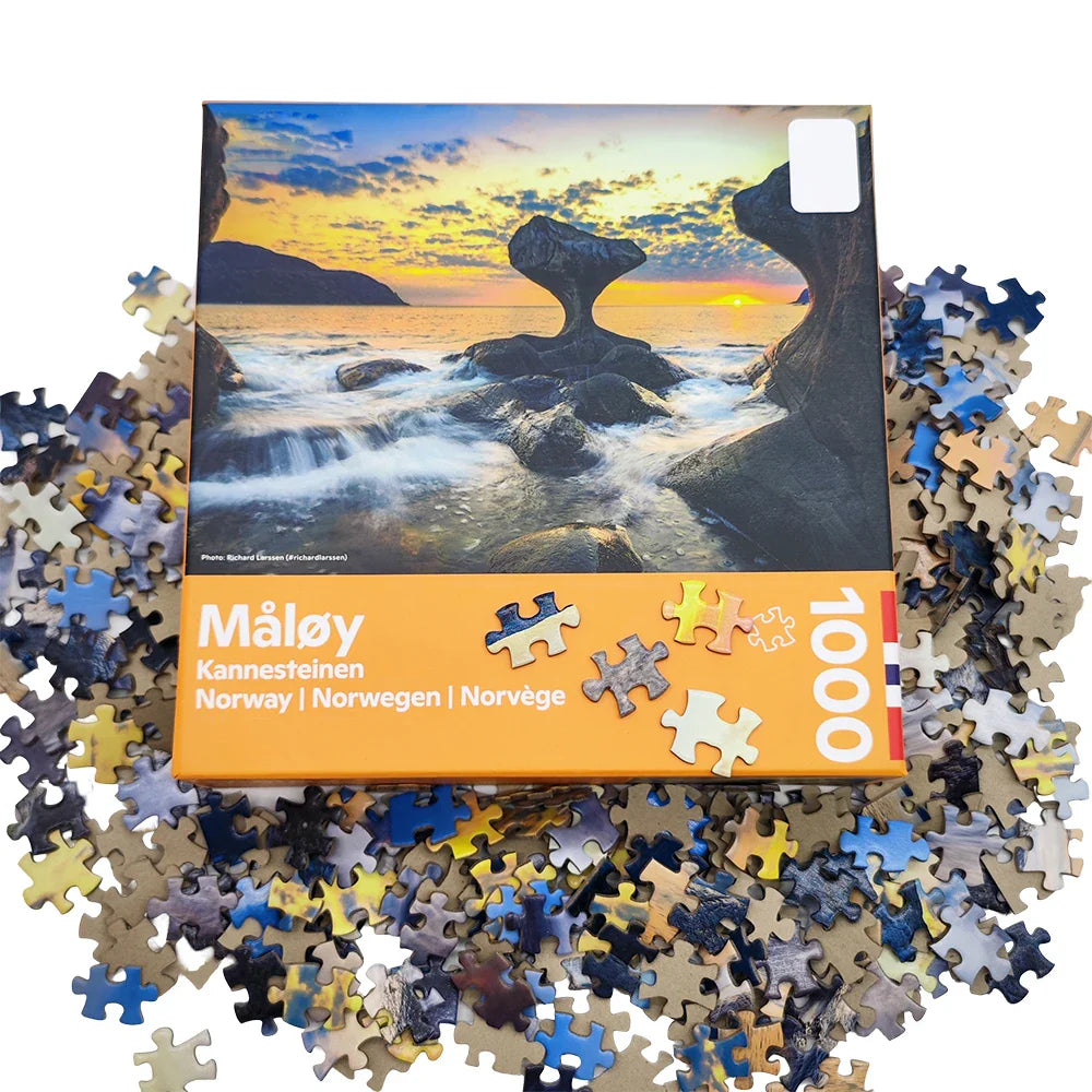 Wholesale Custom Printed Thick Board Kids Educational Adult 1000 Piece Ocean Sunset Maloy Norway Paper Jigsaw Puzzles