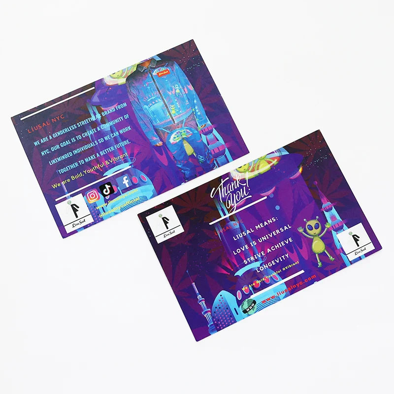 High Quality Free Sample Full Color Printing Luxury Business Cards Recyclable Paper Visit Card Greeting Thank You Card with logo