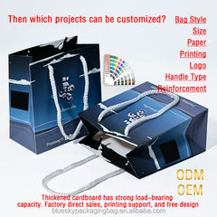 OEM/ODM Customized Logo Blue Paper Bag Paper Shopping Bag Paper Gift Bag Paper Packaging Bag for Retail Wedding Paper Bags