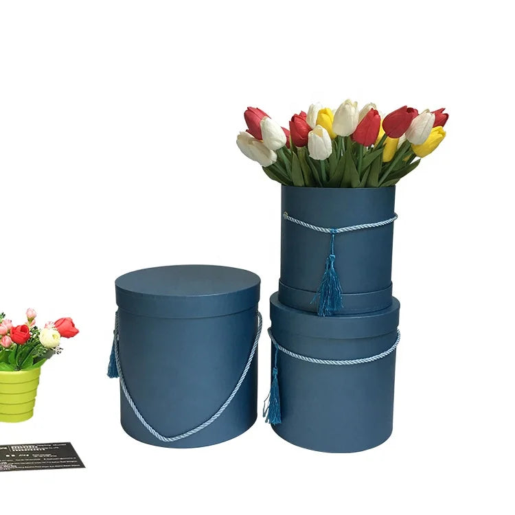 Wholesale Tube Gift Box Luxury Custom Logo Round Flower Box for Rose Cylinder Box Packaging