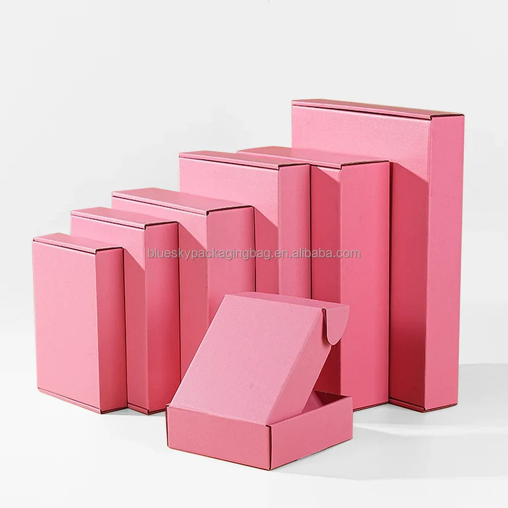 Wholesale pink Colored Airplane Boxes square Packaging Paper Boxes for Jewelry Clothing Cosmetics Express Delivery Box with Logo