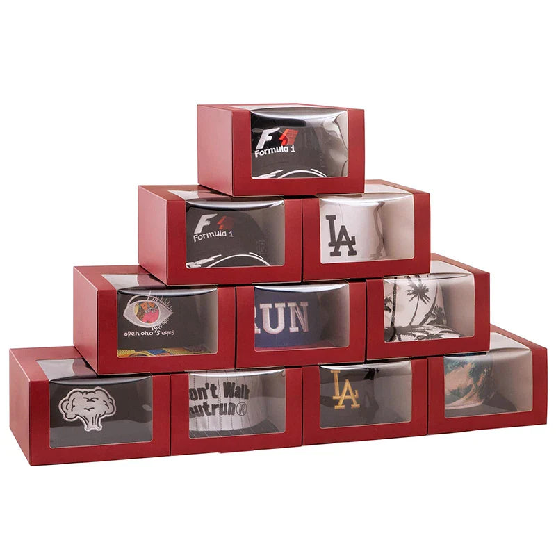Custom Black Cardboard Beach Snap Baseball Cap Box Storage Shipping Trucker Display Hat Boxes Wholesale Packaging Box for Caps