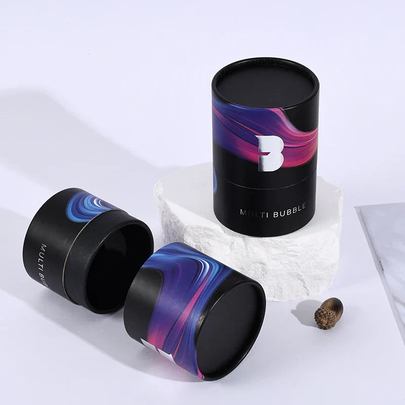 Custom Round Food  Black   Packaging Bottles Luxury Cardboard Tube Push up Gold Foil Paper Tube Box Packaging