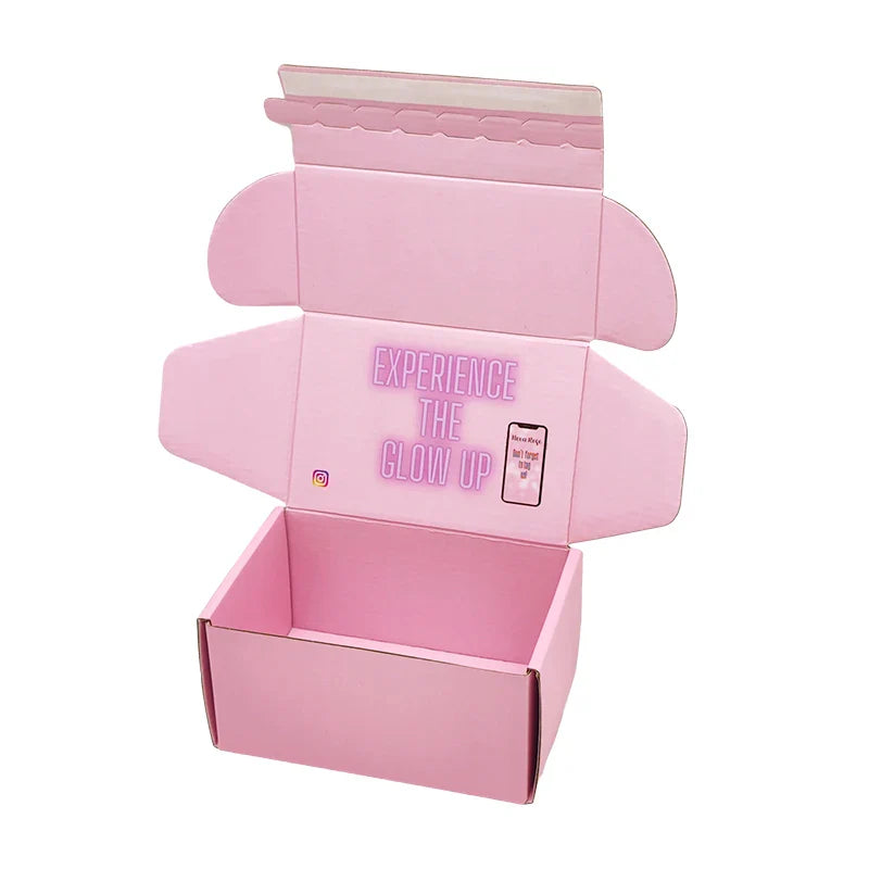 Customized pink Color Folding Packiging Paper Press on Nail Perfume Eyelash Jewelry Box Packaging Luxury with logo