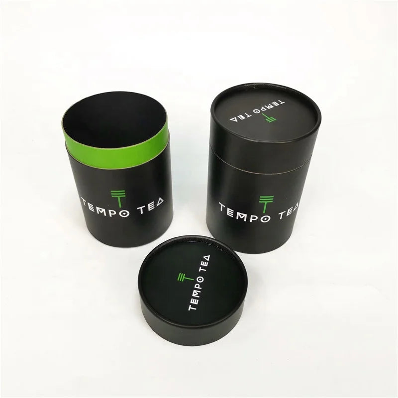 ECO Recycled Black Custom Printed Creative Round Mailing Packaging Paper Cardboard Tubes for Tea