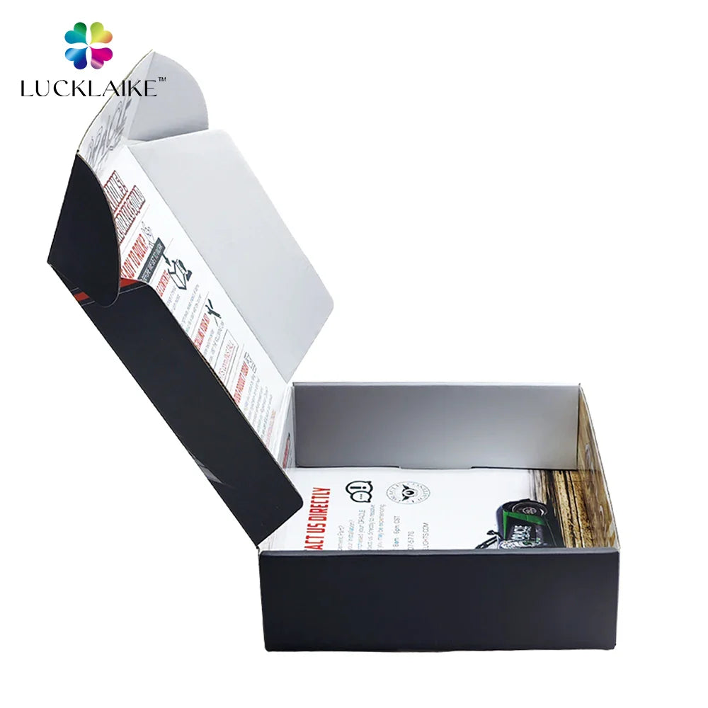 Custom Printed E-Commerce Packaging Box Corrugated Cardboard Papierkarton Mailer Black Post Cajas Shipping Box