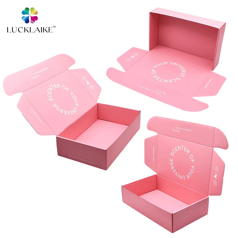 Luxury Corrugated Shipping Eyelash Press on Nails pink Boxes Custom Carton Gift Box Packaging with logo Packaging