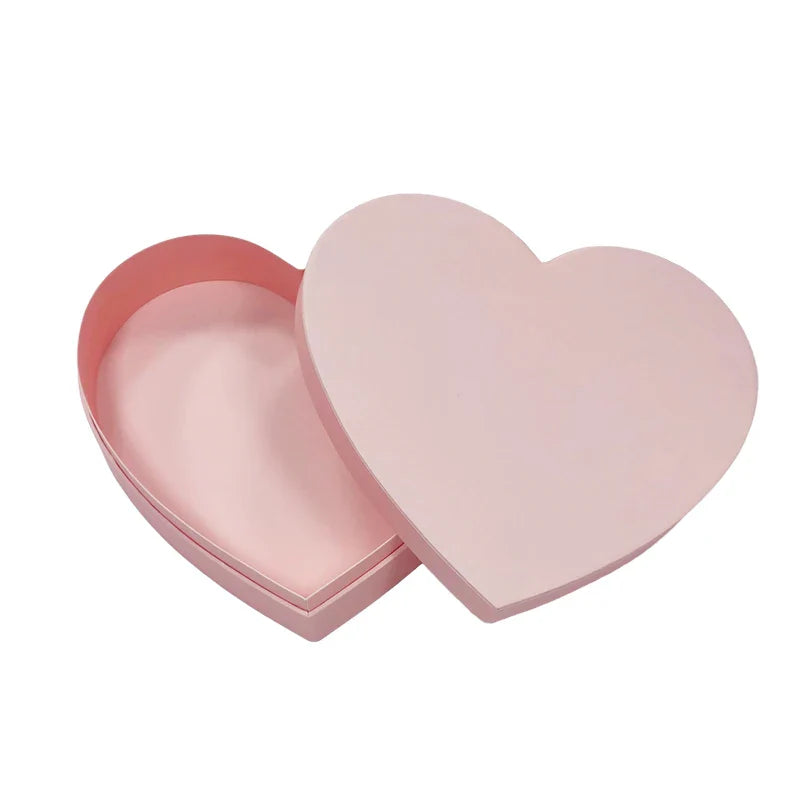 Customized Lid and Base Rigid Gift Cardboard Valentine Gift Paper Packing Pink Heart Shaped Box for Candy Break Chocolate