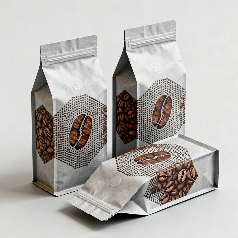 Customizable Plastic Coffee Bean 250g 12oz Flat Bottom Foil Bolsas Packaging Para Empaque De Cafe With Valve