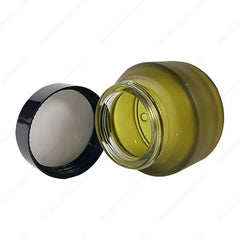 50ML Empty Frosted Matte Amber Glass Cosmetic Jars with Black Lids Wide Mouth Design for Skin Care Cream