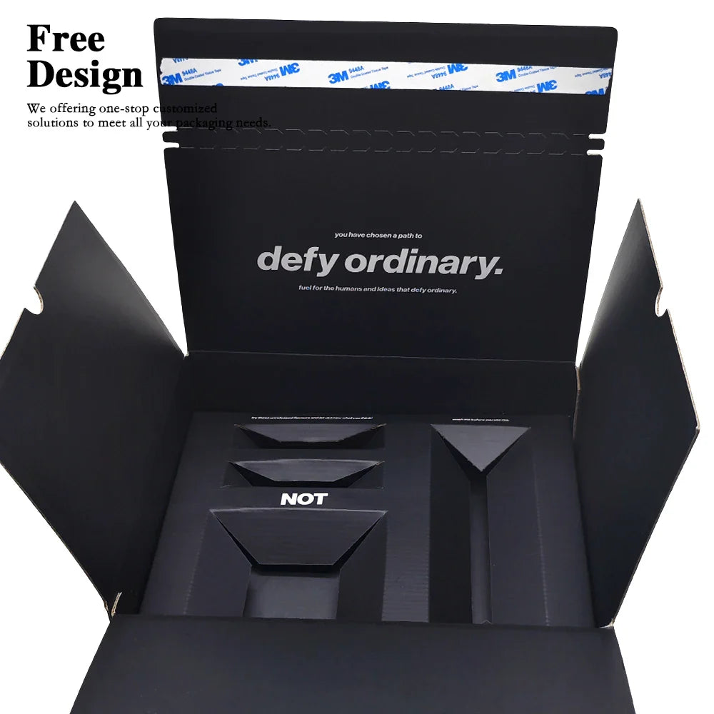 Customized Branded Printed Zipper Mailer Gift Paper Skin Care Cosmetic Luxury Kraft Black Boxes Packaging with Paper Insert