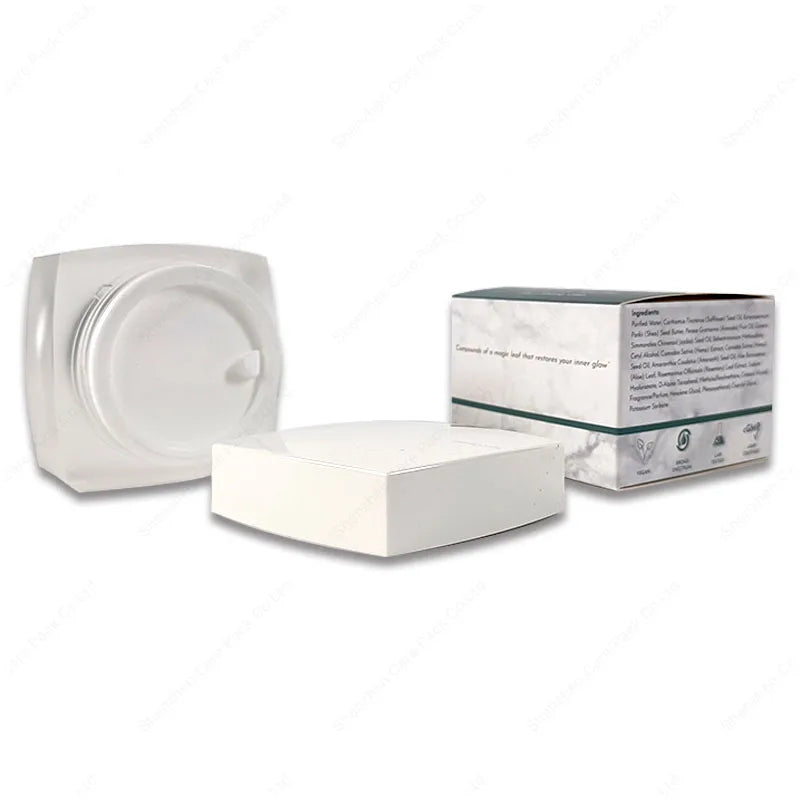 Fashion Packaging Box  50G Cosmetic Jar Frosted Glass Bottle Clear Cosmetic Glass Bottle Plastic Lid With Wood Graphics