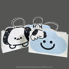 OEM/ODM Customized Cute Cartoon Paper Bag Logo Print Gift Shopping Bag with Handle White Kraft Paper Bags Thick Tote Bag