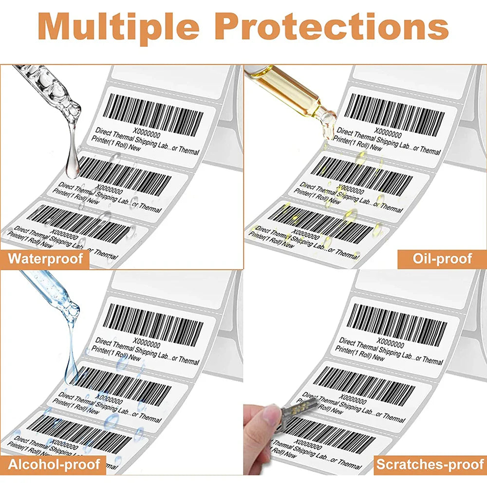 Premium Waterproof Oil Proof Scratch-resistant 800 Pcs Per Roll Direct Thermal Synthetic Paper Label 58x40 Sticker for Barcode