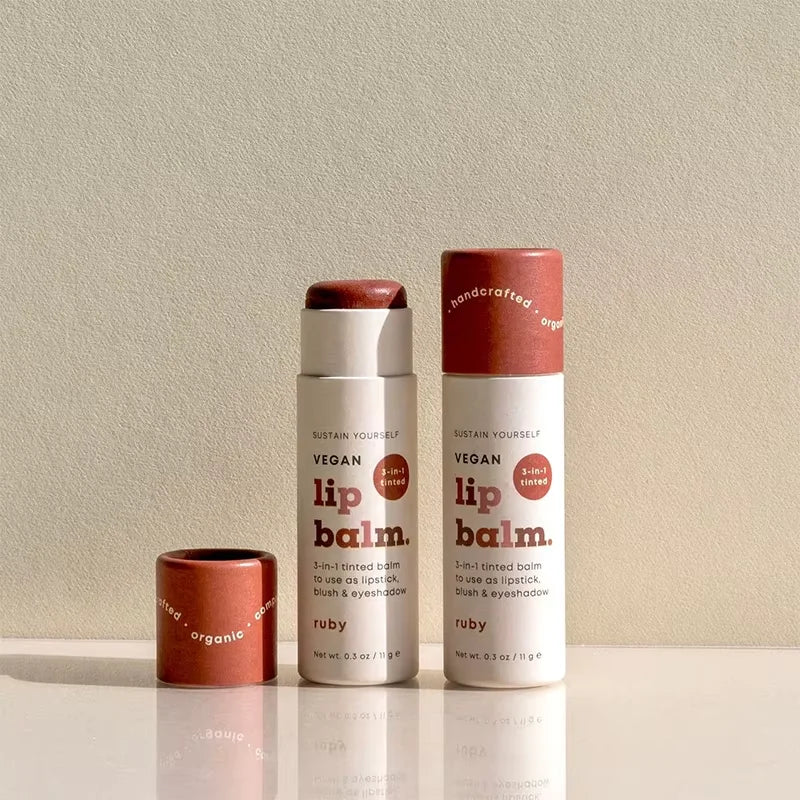 Custom Biodegradable Kraft Push up Lip Balm Cardboard Tube Deodorant Embroidered Cosmetic Twist up Lipstick Paper Tube Packaging