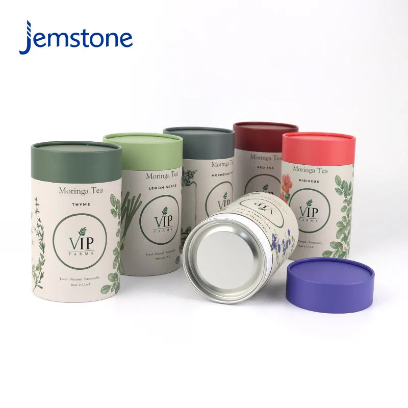 Custom Food Grade Round Kraft Cardboard Spice Powder Coffee Bean Tea Paper Tube Cylinder Packaging Tube Boxes for Tea