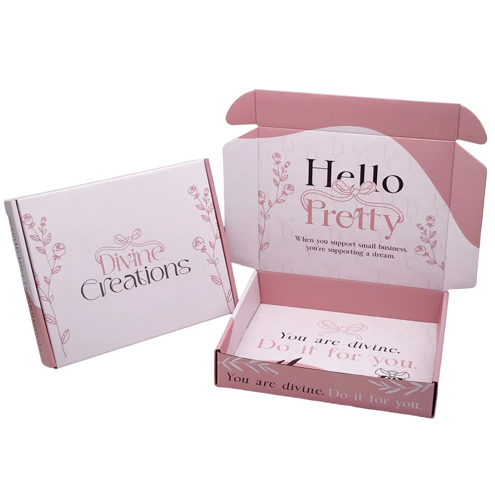 Custom Logo Cardboard Hat and Underwear Packaging Mystical White Paper Shipping Boxes for Small Businesses for Socks and Fur