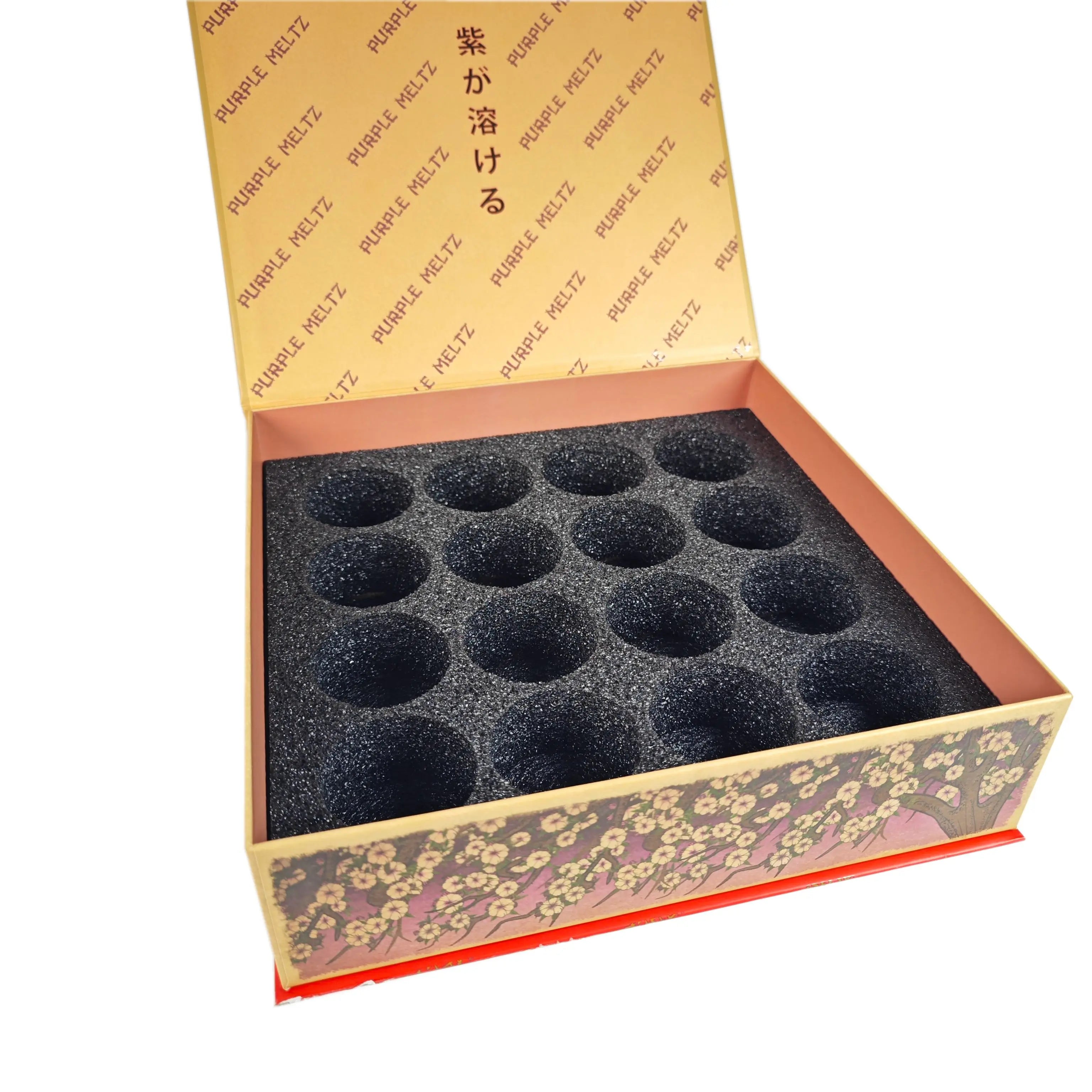 Custom Chocolate Magnet Folding Packaging Box with Round Slots Sponge Liner Matt Lamination for Food Packaging