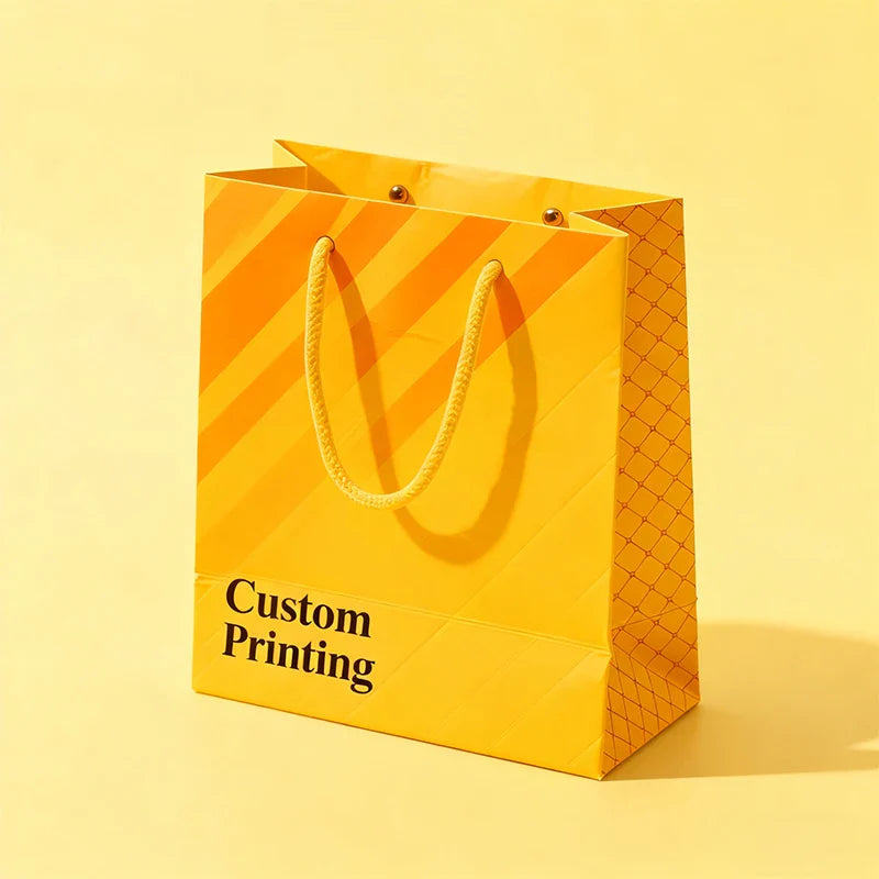 Wholesale De Papel Shopping Art Paper Standing Bags Empty Food Portable Gift Carry Handle Bag