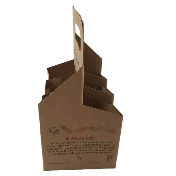 Cardboard Kraft Corrugated Glossy Laminated Wine Beer Bottle Holder Paper OEM Pack Bottle Carrier Beer Box With Insert Divider