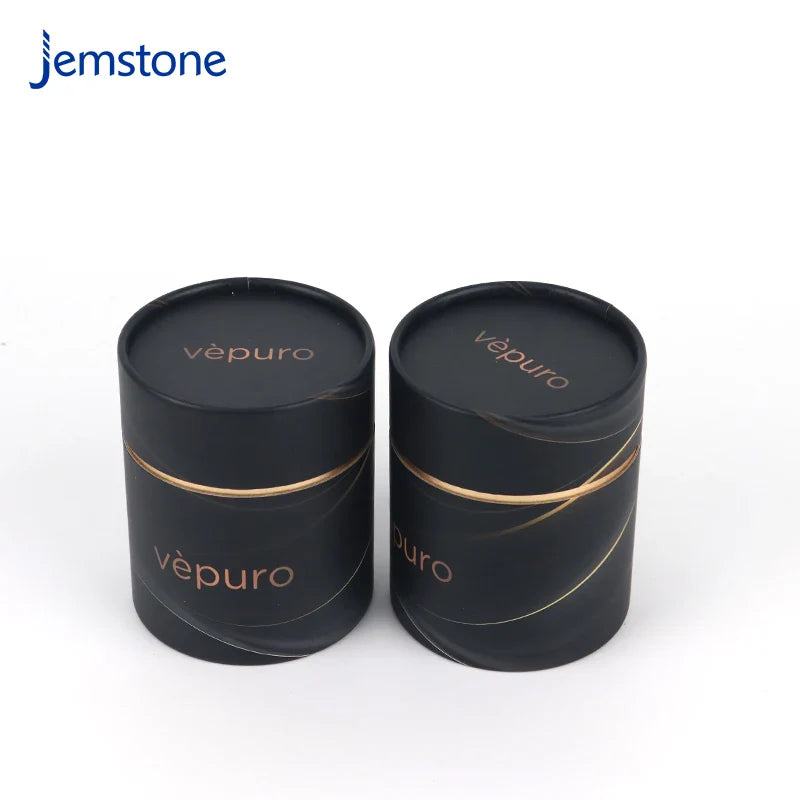 Custom Eco-Friendly Round Black Kraft Candle Cardboard Tube Box Food Tea Coffee Cylinder Packaging Cosmetic Perfume Paper Tube