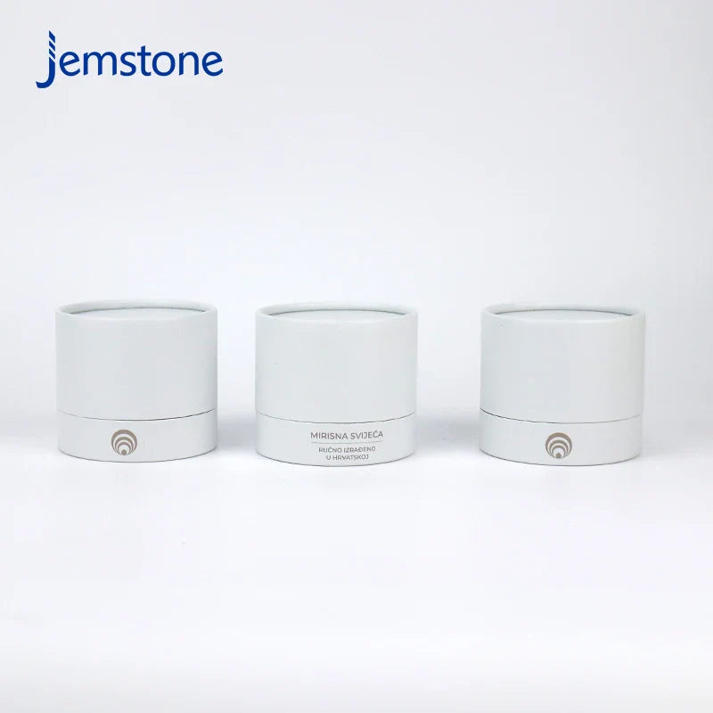 Eco-Friendly Custom logo White Kraft Cardboard Candle Jar Tube Box Packaging Cosmetic Perfume Bottle Paper Tube