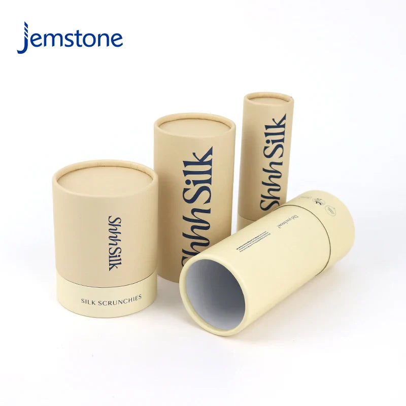 Custom Eco-Friendly Brown Luxury Kraft Cardboard Silk Scarves Cylinder Box Packaging T-shirt Paper Tube for Clothing
