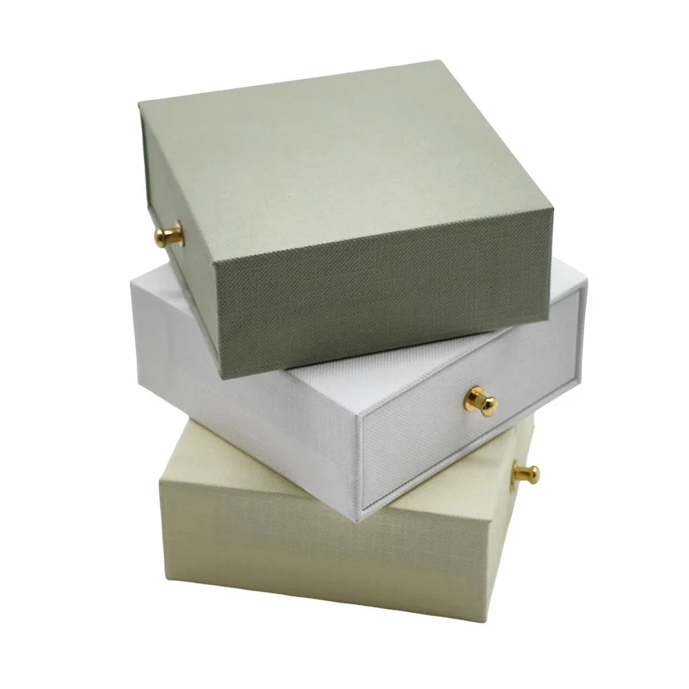 Luxury Personalized Handmade Mini Cardboard Drawer Embossed White Jewelry Ring Earrings Packaging Gift Boxes with logo