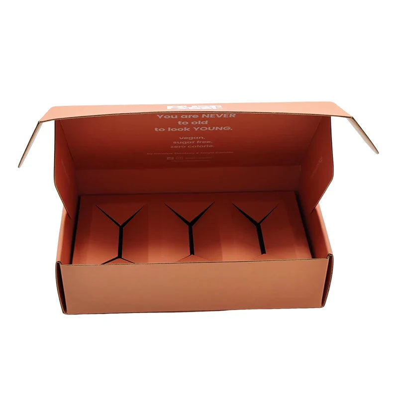 Custom Embossed Logo Corrugated Skincare Cosmetic Bottle Paper Mailer Boxes Packaging Cardboard Shipping Box With Logo Insert