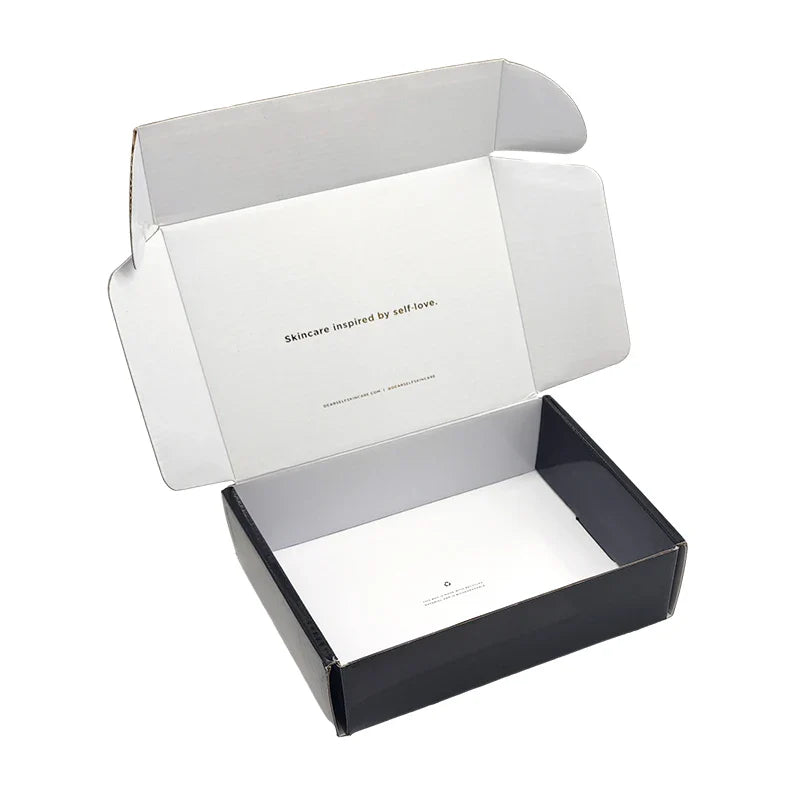 Customized Gold Foil logo Glossy Black Makeup Skin Care Gift Sets Packing Storage Private Label Paper Shipping Box for Packiging