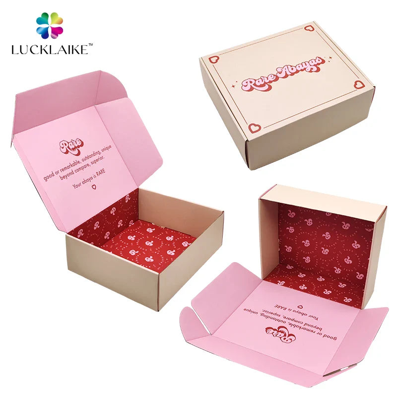 Luxury Corrugated Shipping Eyelash Press on Nails pink Boxes Custom Carton Gift Box Packaging with logo Packaging