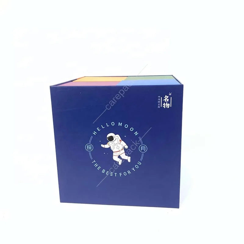 Custom Printing Book Shape Moon Cake Box Luxury Food Paperboard Rigid Boxes Gravure Printing Small Cake Box with 3 Pieces