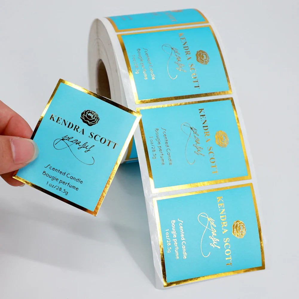 Custom Gold Foil Embossed Candle Label Logo Hot Stamping Transparent Clear Stickers Waterproof Pvc Vinyl Candle Jar Labels